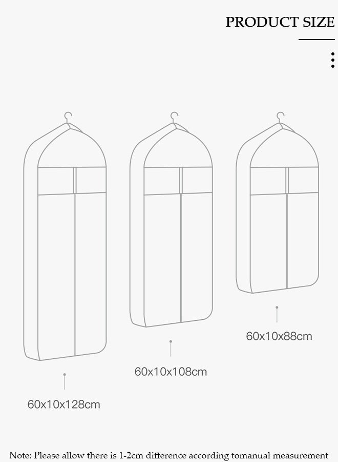DUNISO 3 قطع أكياس ملابس شفافة لتعليق الملابس وتخزين الملابس وحقائب البدلة لأكياس تخزين الخزانة وأغطية الغبار للملابس وأكياس سترة مقاومة للعثة وغطاء الملابس وواقي الملابس - Image 2