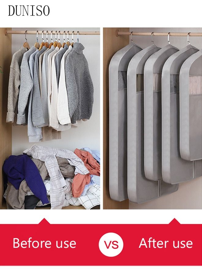 DUNISO 3PCS Clear Garment Bags for Hanging Clothes Storage Gusset Suit Bags for Closet Storage Bags Dust Covers for Clothes Moth Proof Sweater Bags Garment Cover Clothes Protector  - Image 2