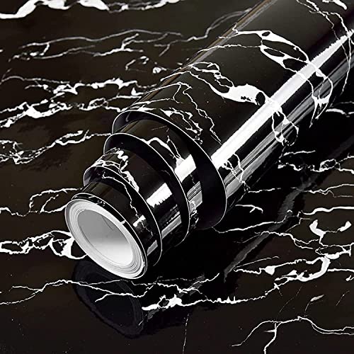 Nasmodo Granite Marble Wallpaper for Kitchen Furniture,Walls, Table top, Kitchen Slab, Floor, Wallpapers for cupboards, Door Sticker (Black White, 60 * 300cm) - Image 1