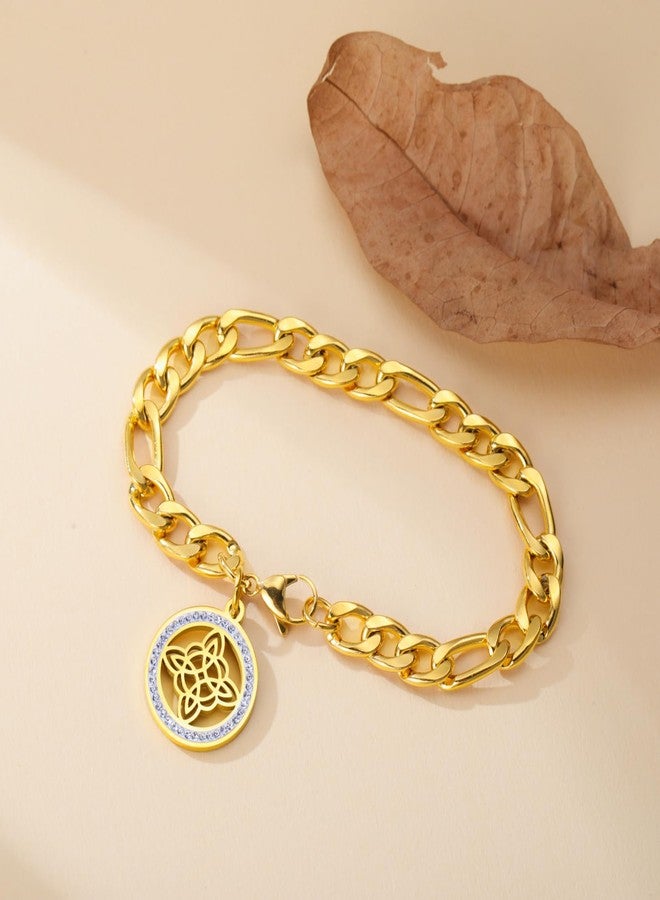 EUEAVAN Witches Knot Bracelet for Women Rhinestone Celtic Knot Anklet Nudo De Bruja Good Luck Triquetra Trinity Wicca Jewelry Irish Gifts (gold 2) - Image 4
