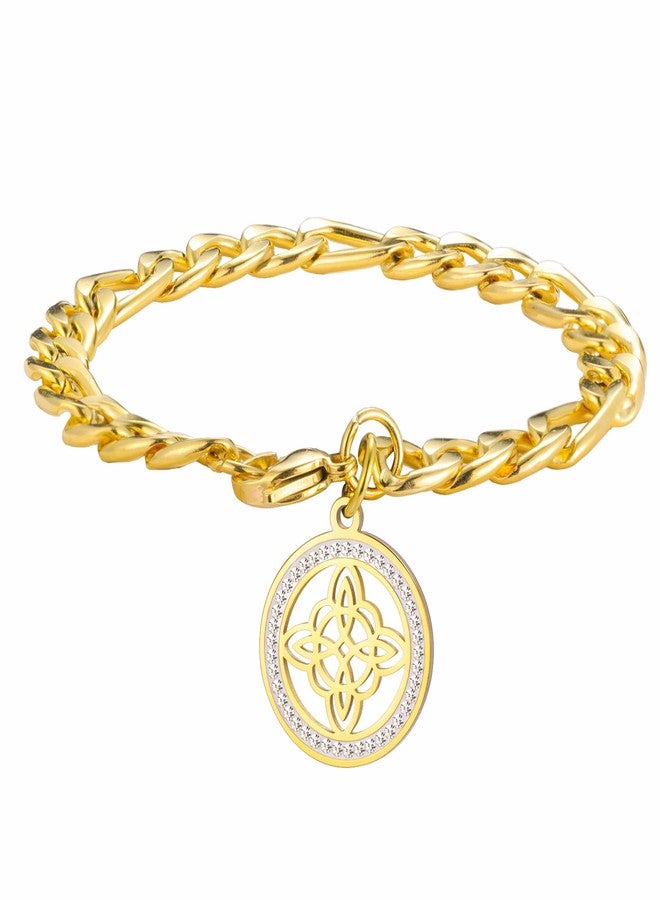 EUEAVAN Witches Knot Bracelet for Women Rhinestone Celtic Knot Anklet Nudo De Bruja Good Luck Triquetra Trinity Wicca Jewelry Irish Gifts (gold 2) - Image 1