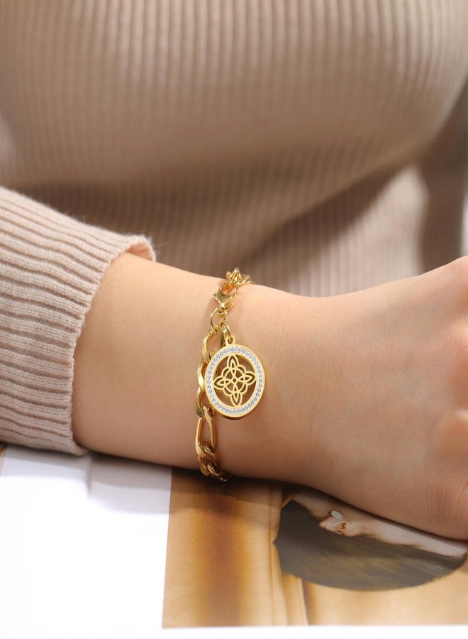 EUEAVAN Witches Knot Bracelet for Women Rhinestone Celtic Knot Anklet Nudo De Bruja Good Luck Triquetra Trinity Wicca Jewelry Irish Gifts (gold 2) - Image 2