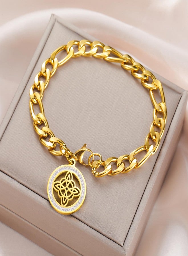 EUEAVAN Witches Knot Bracelet for Women Rhinestone Celtic Knot Anklet Nudo De Bruja Good Luck Triquetra Trinity Wicca Jewelry Irish Gifts (gold 2) - Image 3