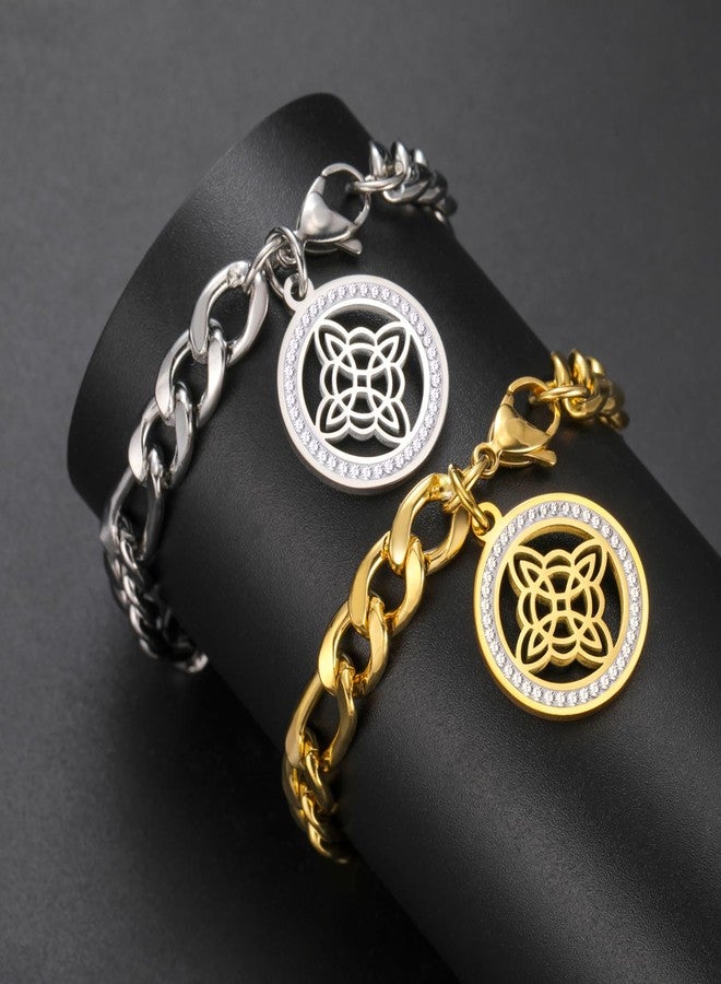 EUEAVAN Witches Knot Bracelet for Women Rhinestone Celtic Knot Anklet Nudo De Bruja Good Luck Triquetra Trinity Wicca Jewelry Irish Gifts (gold 2) - Image 5