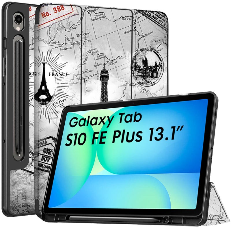 Robustrion Case for Samsung Galaxy Tab S10 FE Plus 13.1 inch Cover Case with [Pencil Holder] [Soft Flexible Case] for Samsung Tab S10 FE Plus 13.1 inch Tablet [Auto Sleep Wake Support] - Eiffel - Image 1
