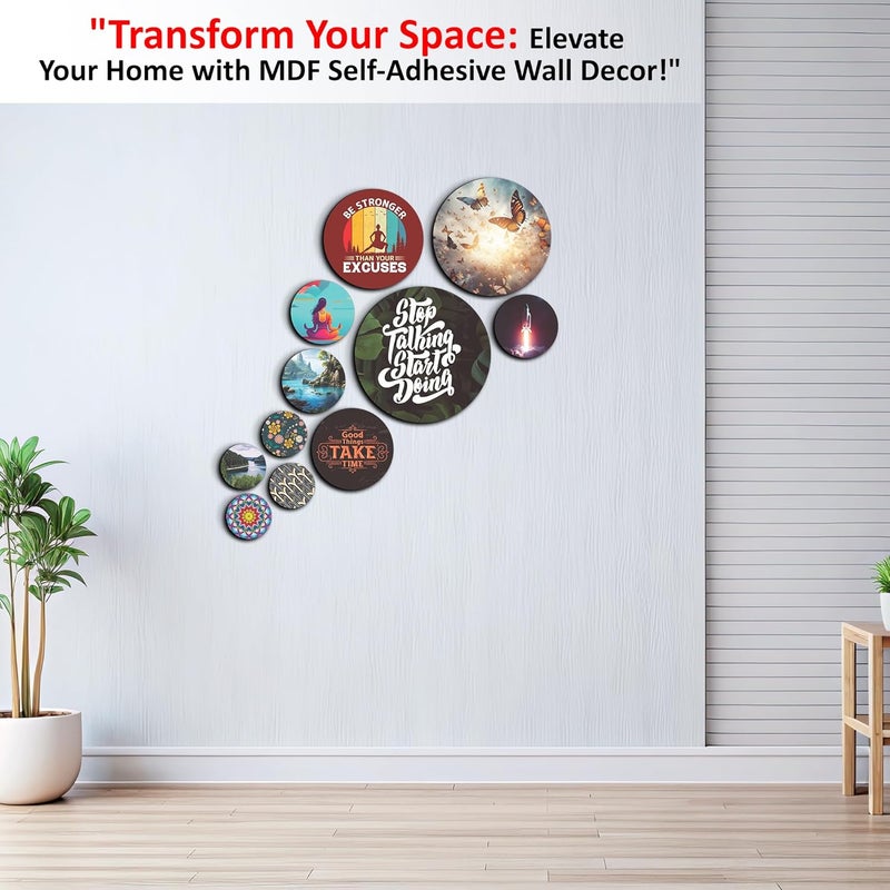 Rousrie Wooden Wall Hanging For Home Décor, Living Room, Bedroom, Office, Motivational Art Patterns, Pack of 11 (Motivational quotes 4) - Image 2