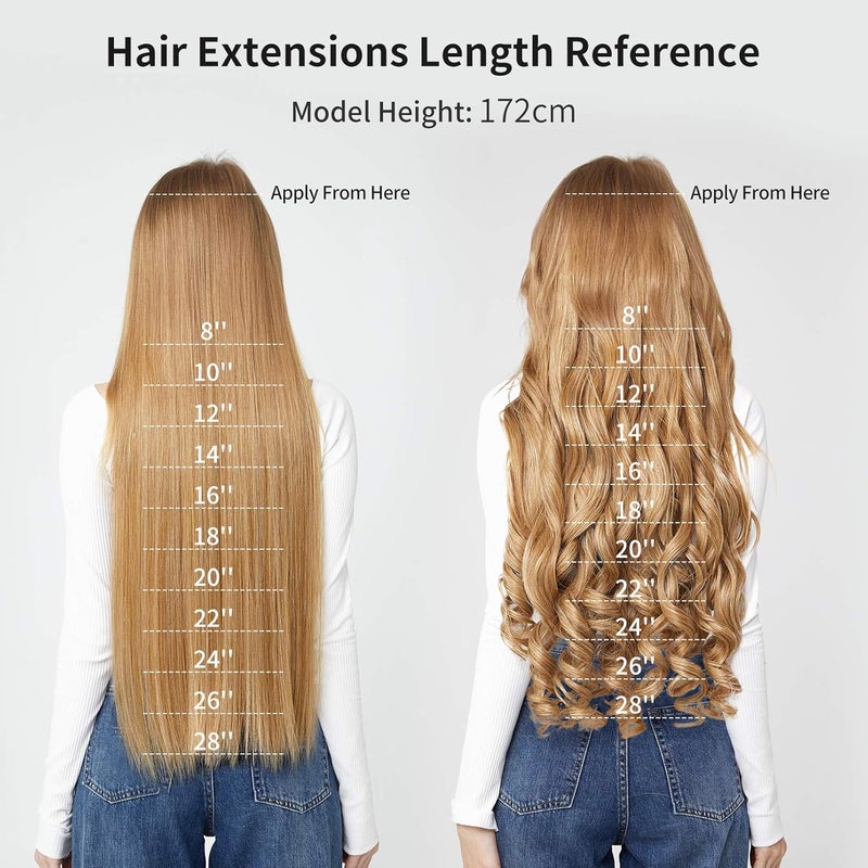 REECHO 14" 1-Pack 3/4 Full Head Wavy Clips in on Synthetic Hair Extensions HE008 Hairpieces for Women 5 Clips 3.6 Oz per Piece - Dark Brown - Image 5