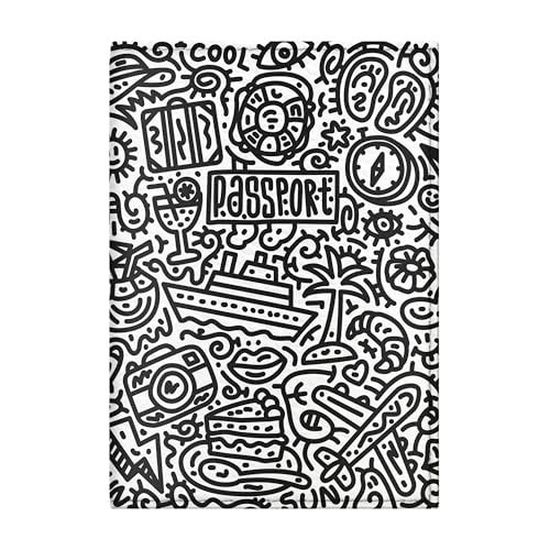 Quttie Passport Cover for Kids, Women and Men, Cute Travel Passport Holder (Doodle Pattern) - Image 1