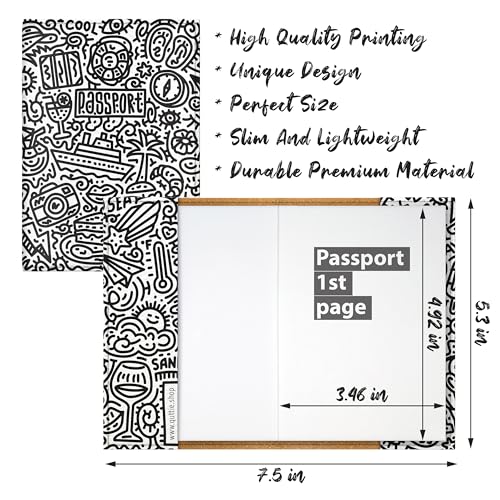 Quttie Passport Cover for Kids, Women and Men, Cute Travel Passport Holder (Doodle Pattern) - Image 2
