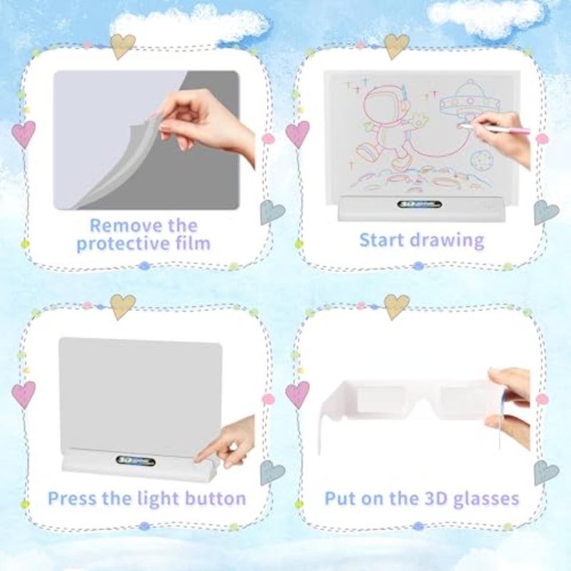 Magic 3D Light Board, Colorful 3D Drawing Board for Child, Tracing and Drawing Pad Painting Kit Toys, Erasable Reusable Electronic Drawing Pads, Educational and Learning Toy for Boy Girls - Image 4