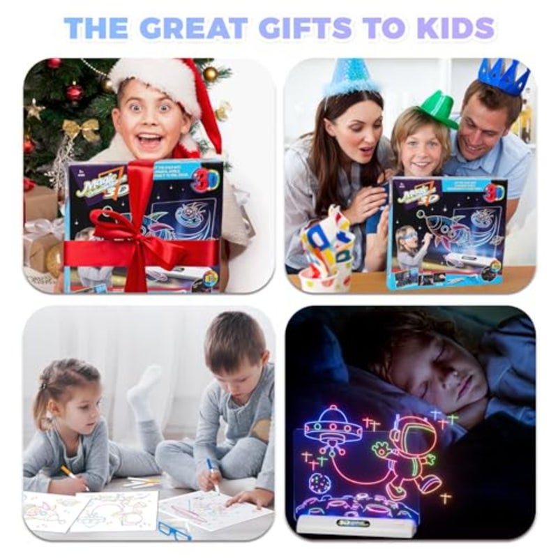 Magic 3D Light Board, Colorful 3D Drawing Board for Child, Tracing and Drawing Pad Painting Kit Toys, Erasable Reusable Electronic Drawing Pads, Educational and Learning Toy for Boy Girls - Image 5