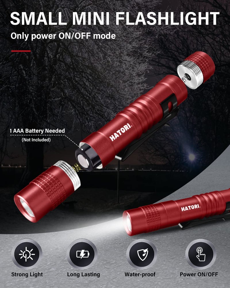 HATORI Flashlights Bright LED Flashlight Super Mini Flashlight with High Lumens Flash Light Pen Light Small Flashlights for Emergencies Outdoor Pocket Flashlight (1 Pack) - Image 2