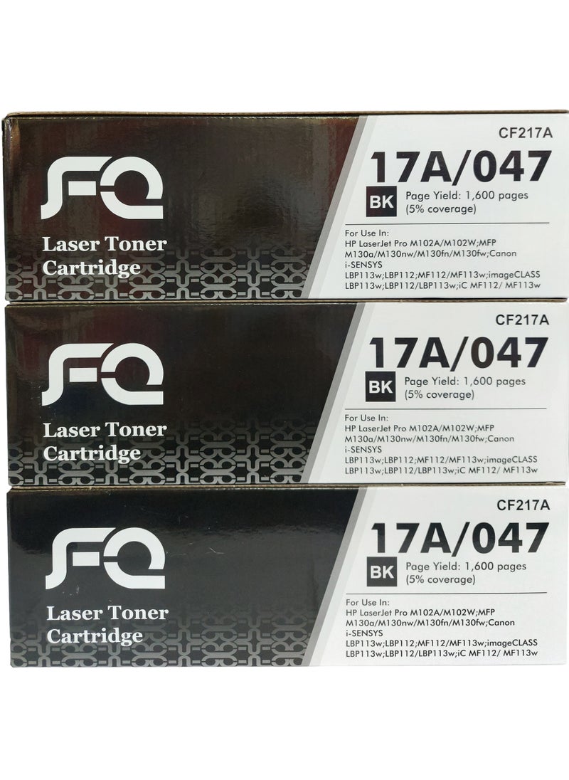 أف كيو - 3 عبوات من خراطيش الحبر 17A CF217A متوافقة مع طابعة HP LaserJet Pro M102 M102a M102w M130 M130a M130fn M130fw M130nw M132 M132a M132fn M132fp M132fw Printer M132n w M132sfnw M132snw (أسود) مرر فوق الصورة للتكبير خرطوشة الحبر Majesty 17A CF217A متوافقة مع طابعة HP LaserJet Pro M102 M102a M102w M130 M130a M130fn M130fw M130nw M132 M132a M132fn M132fp M132fw Printer M132n w M132sfnw M132snw (مجموعة من 3 قطع باللون الأسود) - Image 1