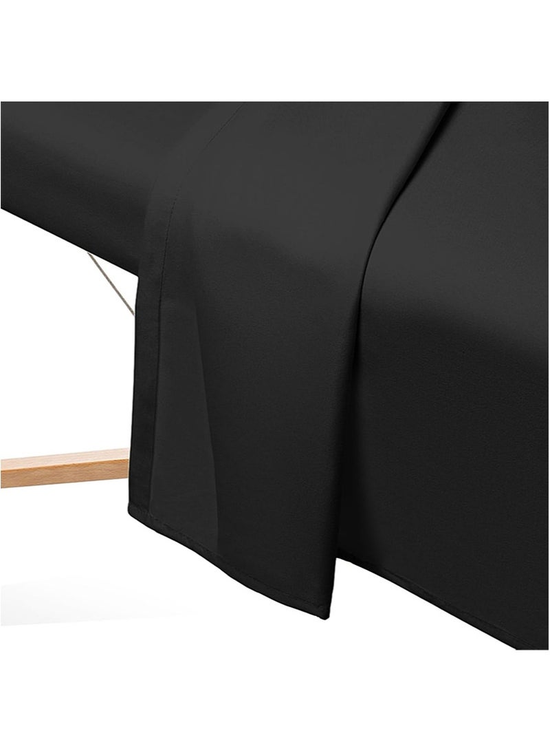Apustim Three Piece Microfiber Massage Bed Sheet Set，Premium Facial Treatment Bed Cover，Includes Sheet，Fitted Sheet，and Facial Support Pillowcase （Black） - Image 4