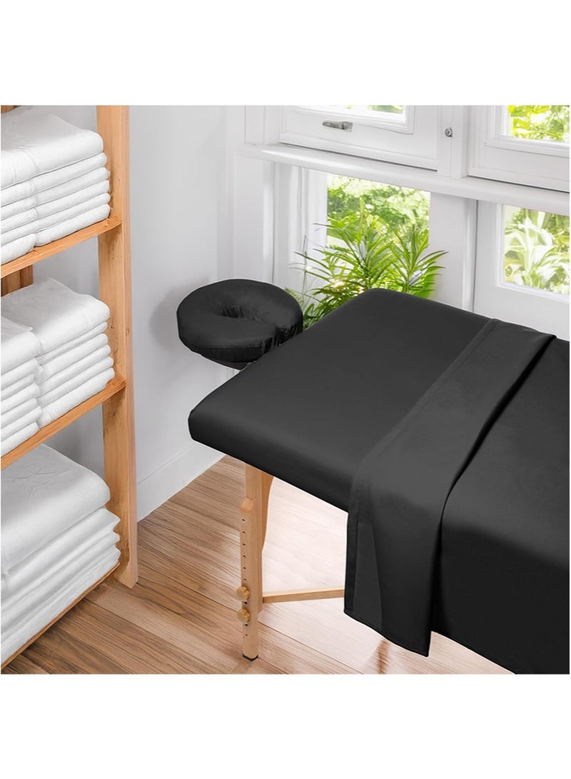 Apustim Three Piece Microfiber Massage Bed Sheet Set，Premium Facial Treatment Bed Cover，Includes Sheet，Fitted Sheet，and Facial Support Pillowcase （Black） - Image 5