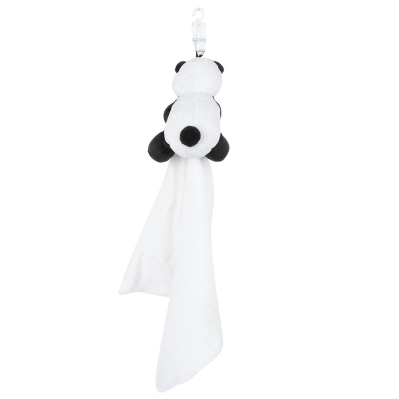 Baby Soothing Towel Safe Non-Toxic Soft Fabric Easy To Hang Crib Toy - Attention-Grabbing Black And White Bear Design With Inner Ring For Newborns Infants - Image 3