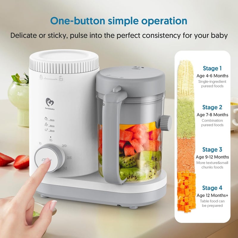 Bellababy Baby Food Maker Bellababy Baby Food Processor Puree Blender Steamer with Reversible Steam Basket One Button Easy Operation  Large Opening for Easy Cleaning - Image 5