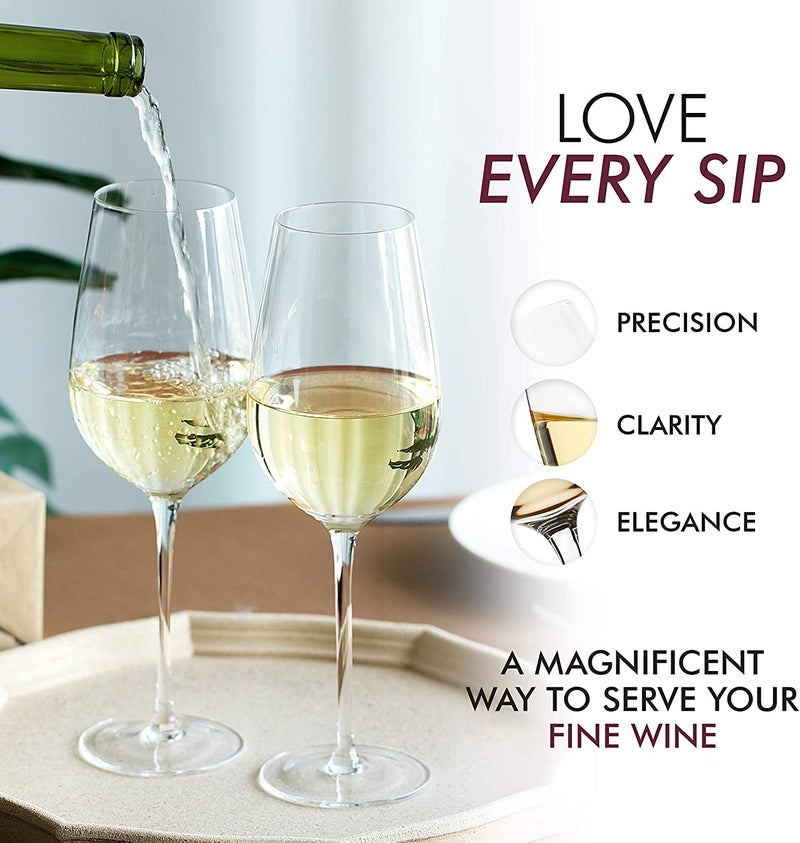 Cloudsell Crystal Glass Madrid Series Round Shape Wine Glasses Perfect for Red or White Wine Transparent 400 ml Set of 6 - Image 4