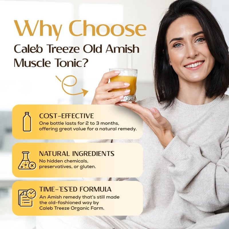 Caleb Treeze تونك العضلات الأميش القديمة 8 أونصة سائلة، تخفيف الساقين المضطربة، تشنجات العضلات وتخفيف التشنجات، تخفيف تشنجات الساقين، تخفيف تشنجات القدم - عبوة من 3 - Image 4