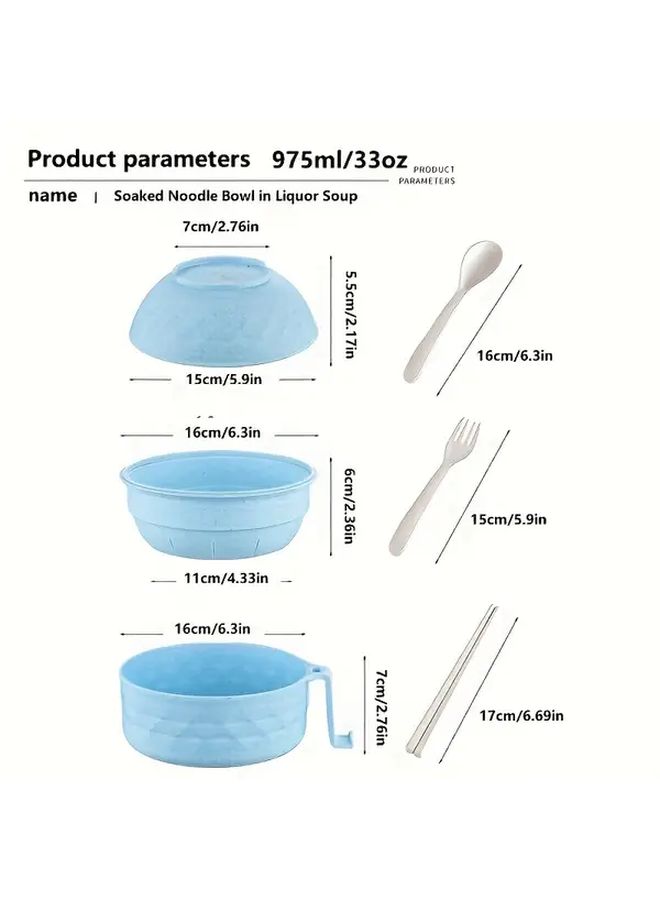 Black 1 Set Microwave Safe Ramen Noodle Cooker And Bowl Set With Spoon Chopsticks And Fork Portable Instant Soup Maker Filterable Lid Durable Plastic For Camping Dorm Rv And Picnic One Pot Meal Cookware - Image 4