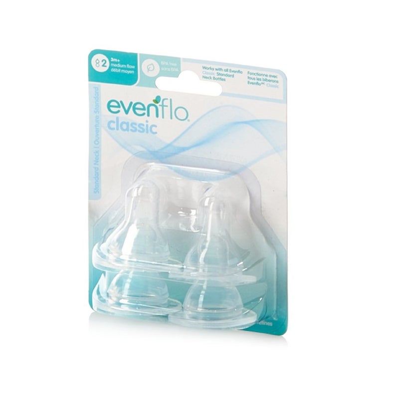 Evenflo CustomFlow Classic Silicone Nipples Medium Flow 36 months 4 ea Pack of 2