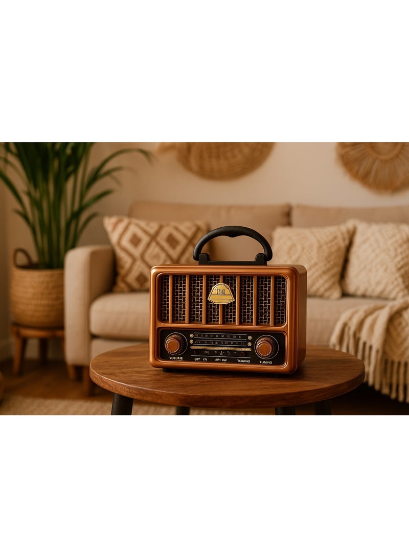 M-1933BT Bluetooth Radio with FM/AM/SW Bands, Rechargeable Battery, AUX/TF Port-GOLD - Image 3