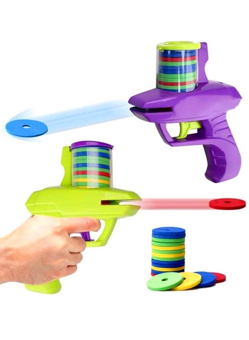AROAQ Foam Disc Launcher Toy,  Double Parent Child Interactive Children Playing Toy, Outdoor Game Foam Flying Disc Toy With Multicolor 15 Frisbees For Children, (Green) - Image 3