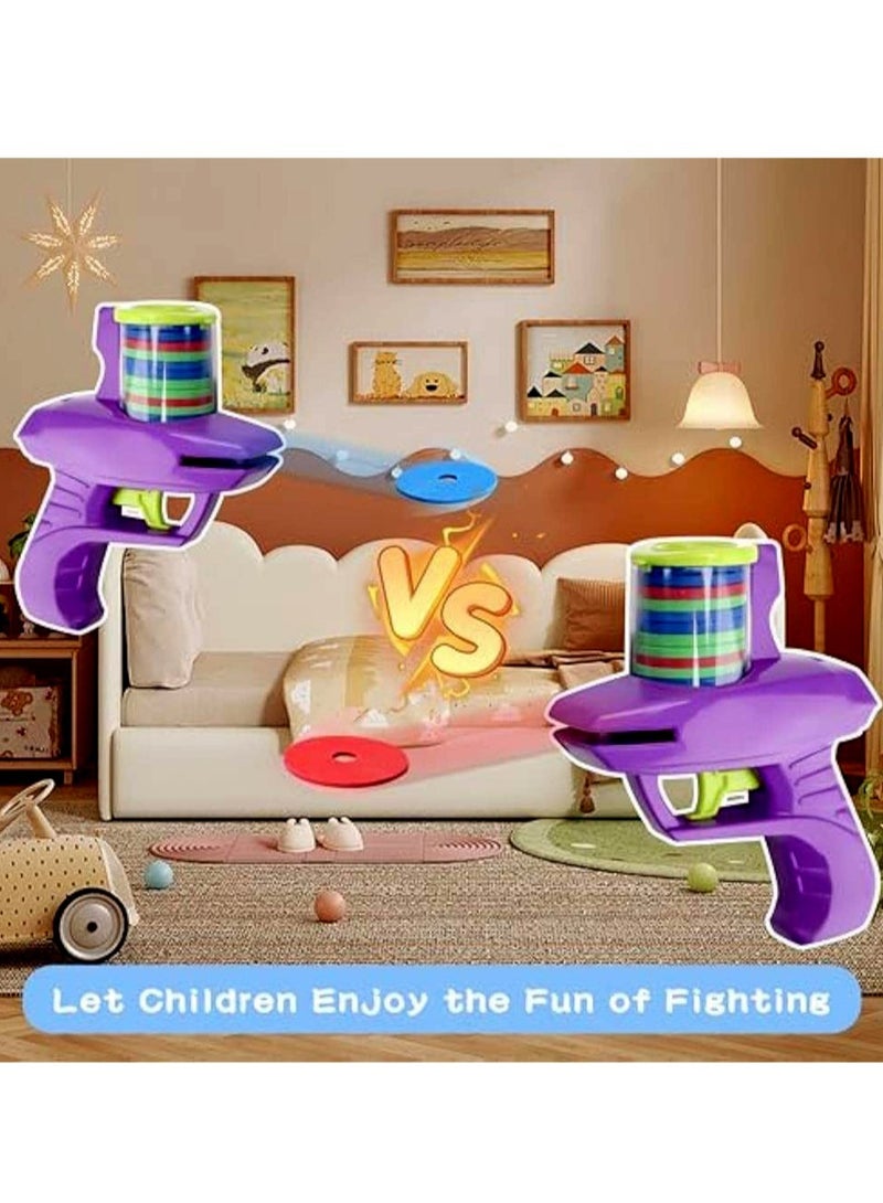 AROAQ Foam Disc Launcher Toy,  Double Parent Child Interactive Children Playing Toy, Outdoor Game Foam Flying Disc Toy With Multicolor 15 Frisbees For Children, (Green) - Image 4