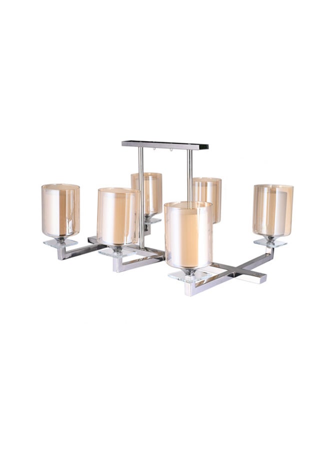 الروضة للإضاءة نجفة ايميليا ستانلس 6 لمبة | نجفة مودرن | الخامة: Stainless Steel | اللون: كروم | المقاس: 42x70 سم