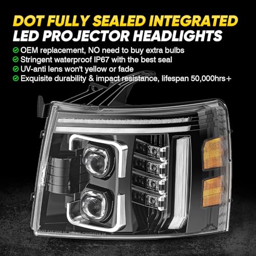 RAMJET4X4 600% Bright LED Headlights Assembly Sequential Turn Signal for 2007 2008 2009 2010 2011 2012 2013 Chevy Silverado 1500, 2007-2014 Silverado 2500 3500 & HD Models, Welcome Light Hi/Low Beam w/ Bulbs - Image 4