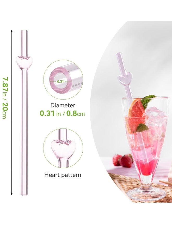 4PCS Heart Shape Glass Straws, Reusable Drinking Set,Perfect For Cocktails, Iced Coffee And Cold Beverages, Heat-Resistant And Dishwasher Safe - Image 2