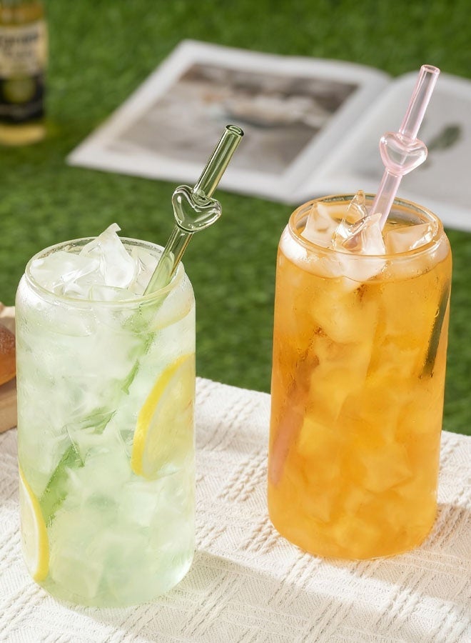 4PCS Heart Shape Glass Straws, Reusable Drinking Set,Perfect For Cocktails, Iced Coffee And Cold Beverages, Heat-Resistant And Dishwasher Safe - Image 5