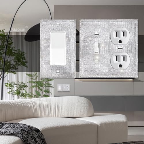 Gaocai Shiny Silver Rhinestones Wall Plates Light Switch Cover Plate Decorative Wall Plate Single Toggle - Image 5