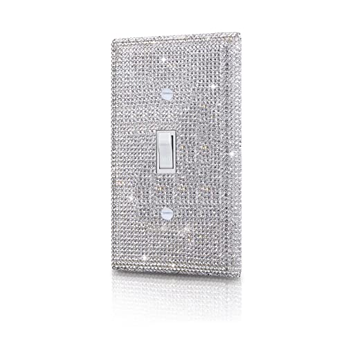 Gaocai Shiny Silver Rhinestones Wall Plates Light Switch Cover Plate Decorative Wall Plate Single Toggle - Image 1