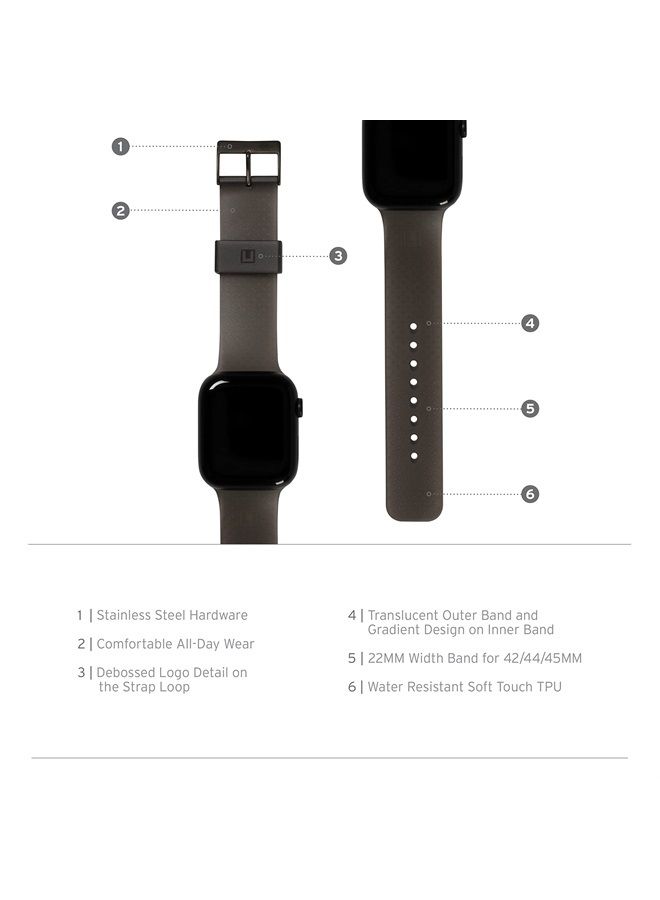 Urban Armor Gear [U by UAG Compatible with Apple Watch Band 49/45/44/42mm for iWatch Series Ultra/SE 2/8/1-7/SE Lucent Ash, Slim Soft Antimicrobial Adjustable Replacement Strap  - Image 3