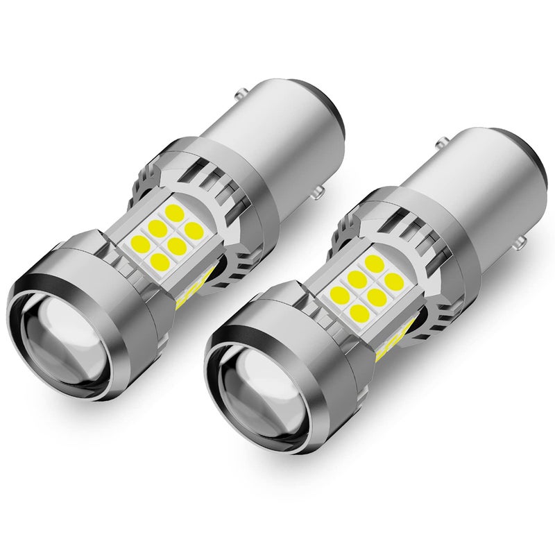 PHINLION 1157 6000K White LED Light Bulbs 3200 Lumens Super Bright P215W 2057 2357 7528 3030 30SMD LED Replacement for Car Back Up Reverse Brake Tail Lights Pack of 2