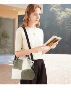 Generic Women's Handbag, Contrast Color Casual Shoulder Bag, Canvas Ladies Top Handle Crossbody Bag with Multiple Pockets for Shopping, Travel, Daily Use (Green)  - Image 2