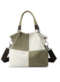 Generic Women's Handbag, Contrast Color Casual Shoulder Bag, Canvas Ladies Top Handle Crossbody Bag with Multiple Pockets for Shopping, Travel, Daily Use (Green)  - Image 1
