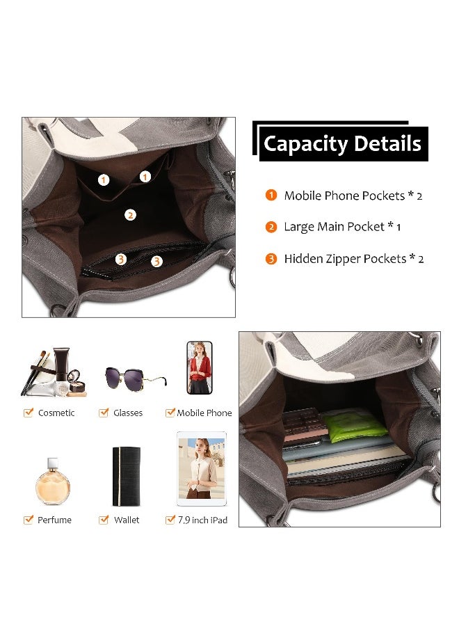 Generic Women's Handbag, Contrast Color Casual Shoulder Bag, Canvas Ladies Top Handle Crossbody Bag with Multiple Pockets for Shopping, Travel, Daily Use (Green)  - Image 4
