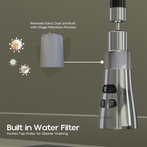 Lorazzo FLO 360° Kitchen Tap Extender with Water Filter | 3-Mode Spray Tap Extension for Kitchen Sink | Flexible Tap Extender for Easy Washing | 1-Year Lorazzo Limited Warranty - Image 5