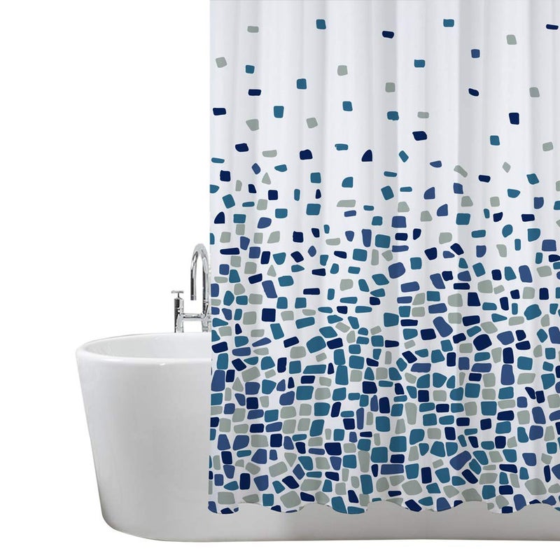 ANSIO Shower Curtain for Bathroom  Mould and Mildew Resistant  Mosaic Blue 180 x 200 cm 71 x 78 Inch  Water Repellant Fabric  100 Polyester