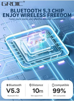GROIC مكبر صوت بلوتوث محمول، مكبر صوت خارجي لاسلكي مقاوم للماء، مكبر صوت TWS مزدوج يمكن ارتداؤه 5.0، مكبر صوت بلوتوث لرياضة ركوب الدراجات الهوائية  - Image 5