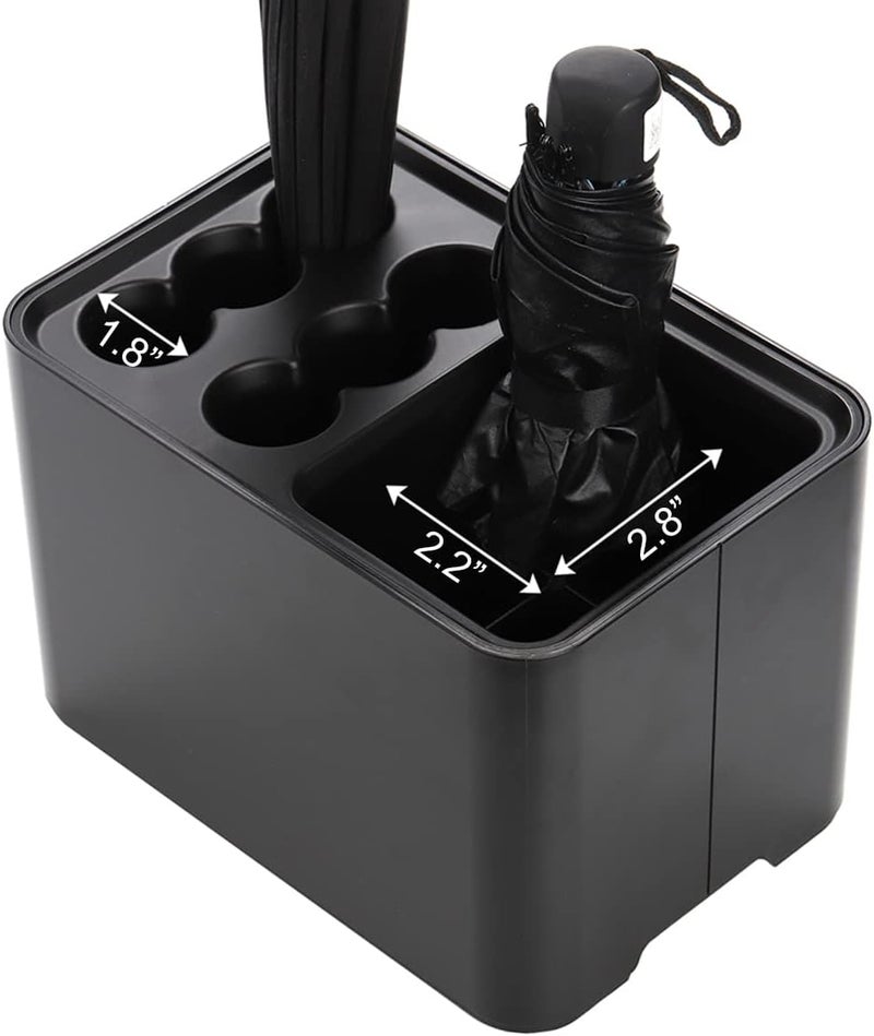 Elsjoy Black Umbrella Stand, Entryway Umbrella Organizer, Compact and Efficient with Removable Drip Tray, Holds 10 Umbrellas - Image 3