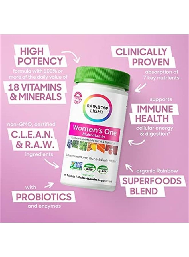 Rainbow Light Multivitamin for Women, Vitamin C, D & Zinc, Probiotics, Women's One Multivitamin Provides High Potency Immune Support, Non-GMO, Vegetarian, 150 Tablets - Image 2