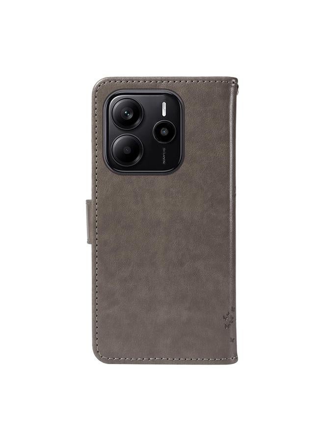 S-TOP Case For Redmi Note 14 4G Global 163.25mm Tree & Cat Embossed Pattern Flip Leather Phone Case - Image 3