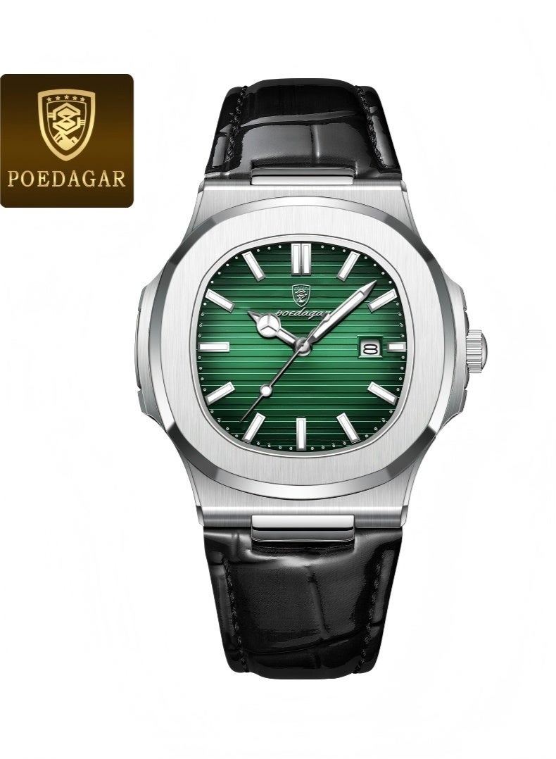 POEDAGAR Watch For Men Stainless Steel Quartz Luminous Water Resistant Watch - Image 1