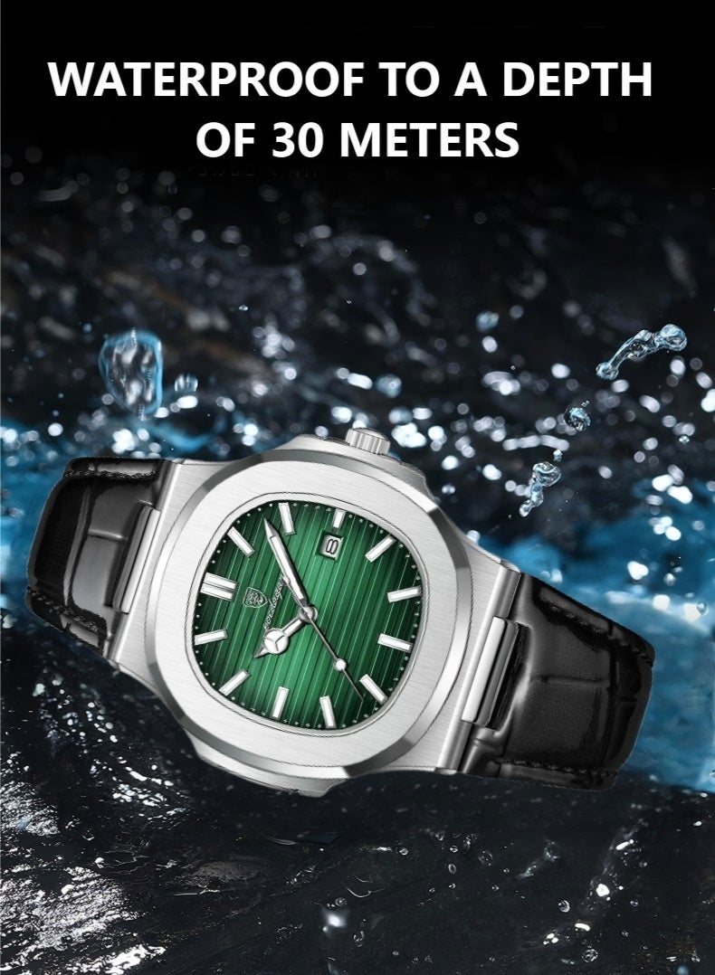 POEDAGAR Watch For Men Stainless Steel Quartz Luminous Water Resistant Watch - Image 3