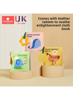Generic Cloth Book Early Education Baby Tear Can't Bite Three-dimensional Tail Book 6 Months Baby Early Education Cognitive Toys-Colour:[5 Little Books] Marine Animals Food Fruit Career  - Image 5