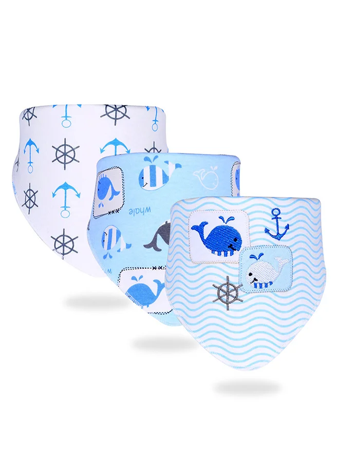 LITTLE SURPRISE BOX Little Surprise Box, 3PCS Set of Whale print premium adjustable snap button closure Bibs