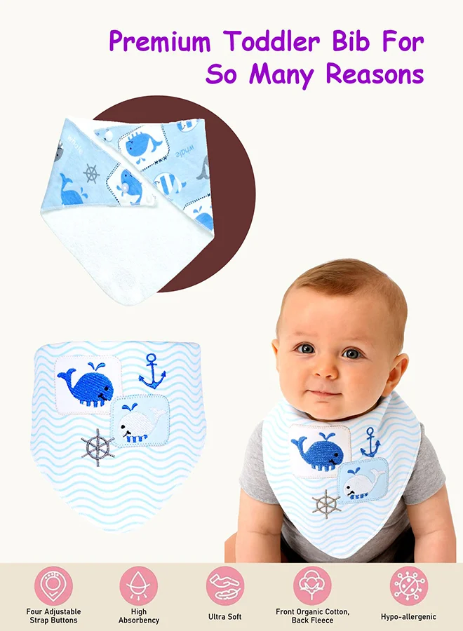 LITTLE SURPRISE BOX Little Surprise Box, 3PCS Set of Whale print premium adjustable snap button closure Bibs